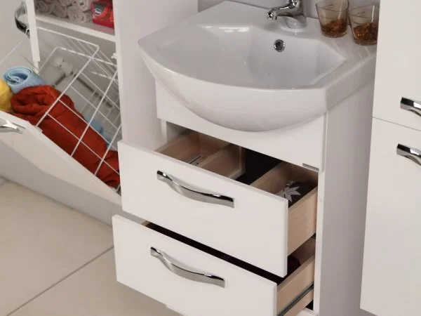 Тумба под раковину напольная Акватон Ария Н 50 см белый глянец 1A140201AA010 (детальная фотография), напольная, пристенная