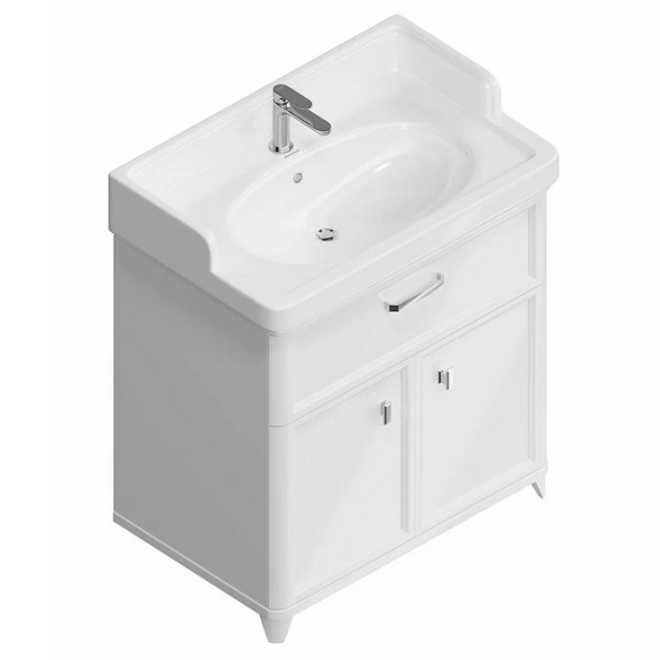 Тумба под раковину напольная Kerama Marazzi Pompei 80 см белая PO.M.80.1\WHT (детальная фотография), напольная, пристенная