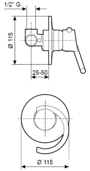 Смеситель для душа хром Emmevi Twist 6609CR (детальная фотография), для душа