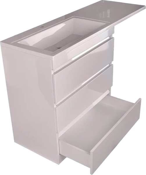 Тумба под раковину напольная Style Line Даллас 77 см белая СС-00002221 (детальная фотография), моноблок, для стиральной машины