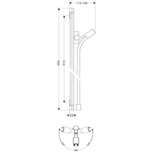 Штанга для душа Hansgrohe PuraVida хром 27844000 (детальная фотография), штанги для душа