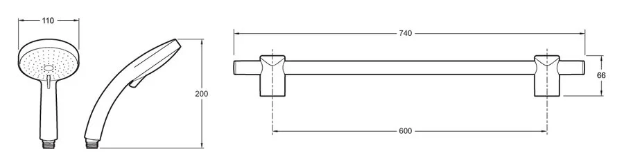 Душевой гарнитур Jacob Delafon Citrus хром E12920-CP (детальная фотография), хром