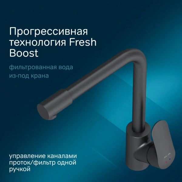 Смеситель для кухни AM.PM Like с каналом для питьевой воды F8005722 (детальная фотография), черные