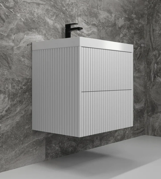 Тумба под раковину подвесная Style Line Стокгольм 60 см белый рифленый софт ЛС-00002307 (детальная фотография), современная, hi-tech