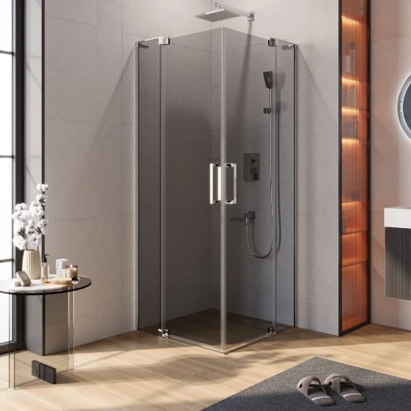 Душевой уголок Cezares Slider 80х80 см стекло серое профиль хром SLIDER-A-2-70/80-GRIGIO-Cr (детальная фотография)