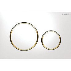 Клавиша смыва Geberit Sigma 20 белая/обод золото