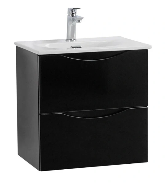 Тумба под раковину подвесная BelBagno Marino-Cer-Mini 50 см Nero Lucido MARINO-CER-MINI-500-2C-SO-NL-P (детальная фотография), современная, hi-tech