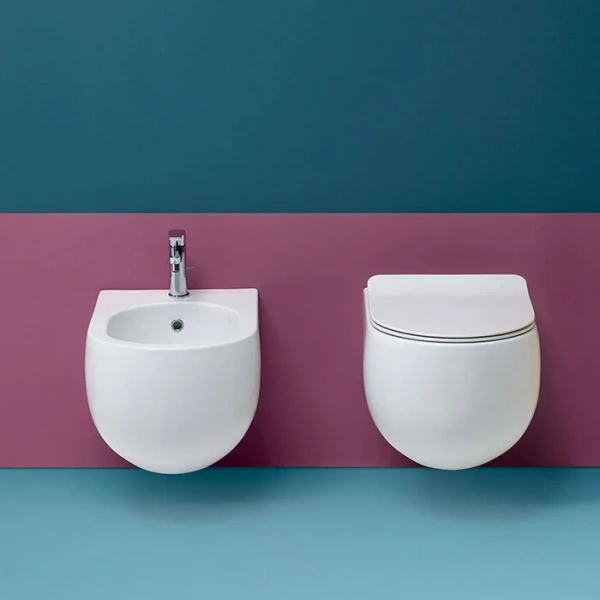 Биде подвесное Kerasan Flo белое матовое 312330 (детальная фотография), круглой формы