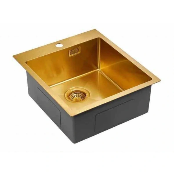 Мойка для кухни Paulmark Neckar 45 см брашированное золото PM804551-BG (детальная фотография), из нержавеющей стали, стальные, металлические