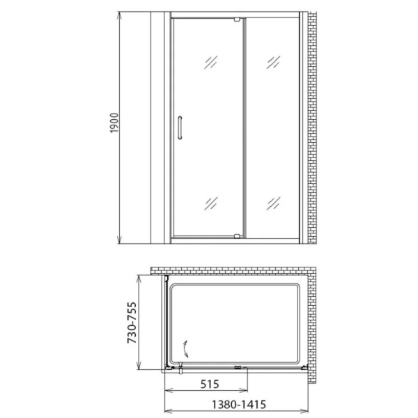 Душевой уголок Gemy Sunny Bay 140 S28191E-A75 (детальная фотография), прямоугольные