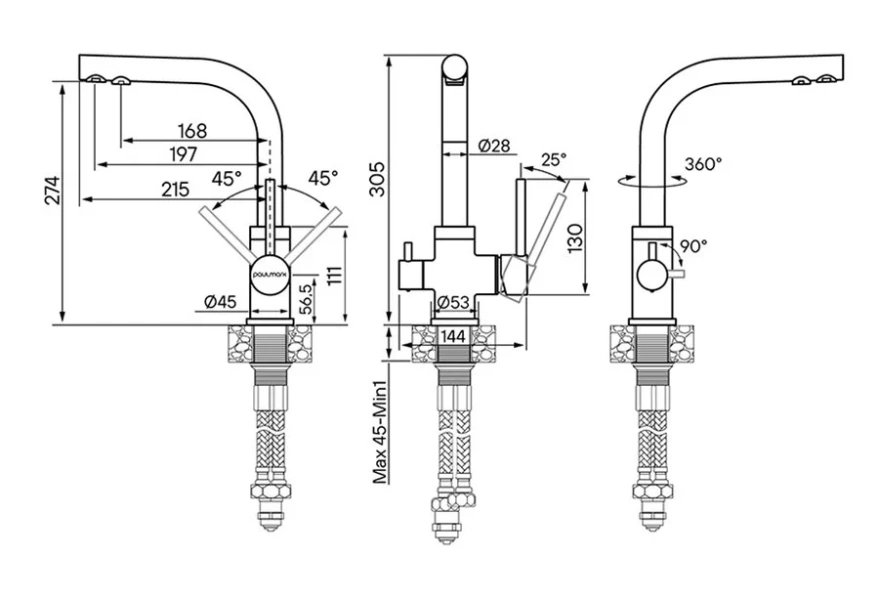 Смеситель для кухни Paulmark Essen бронза Es213011-BR (детальная фотография), для кухни