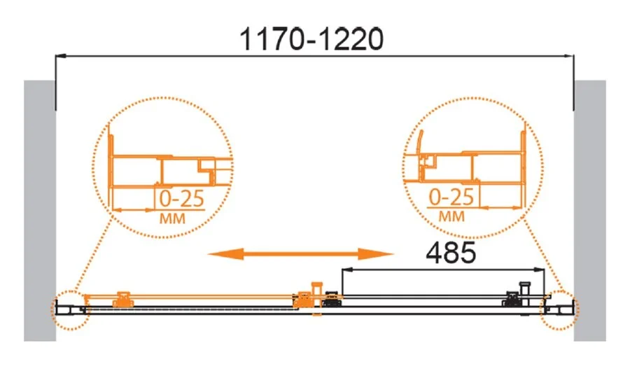 Душевая дверь в нишу Cezares Molveno 120 см стекло прозрачное профиль золото MOLVENO-BF-1-120-C-BORO-IV (детальная фотография), современные, hi-tech