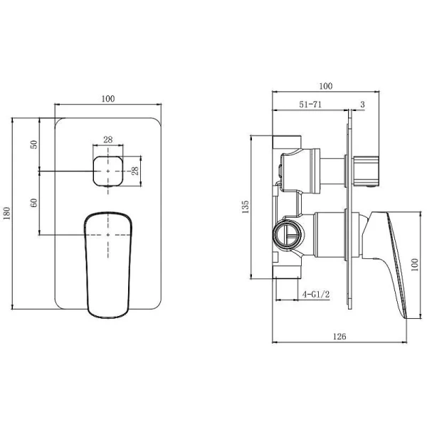 Смеситель для душа Акватек Вега AQ1046 латунь (детальная фотография), для душа