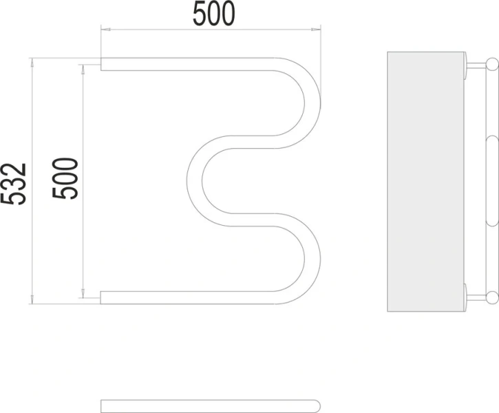 Полотенцесушитель водяной Terminus М-образный 50х50 см хром 4620768881145 (детальная фотография), современные, hi-tech
