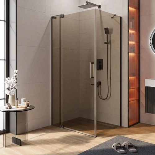Душевой уголок Cezares Slider 100х80 см стекло бронзовое профиль оружейная сталь - фото 8