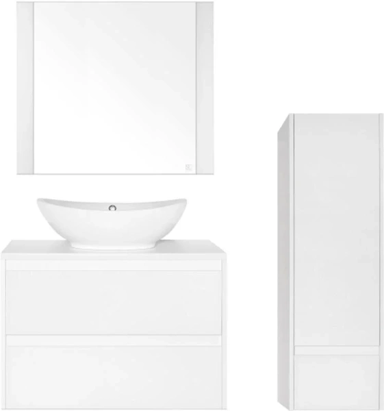 Зеркало Style Line Монако 80 см белая осина/белый лакобель ЛС-00000631 (детальная фотография), современные, hi-tech