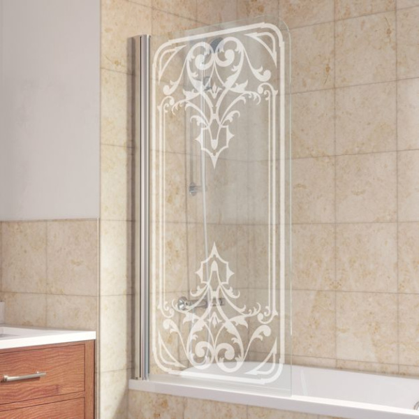 Душевая шторка на ванную рисунок матовый стекло прозрачное Vegas-glass EV 76 ARTDECO D2 L (детальная фотография), современные, hi-tech