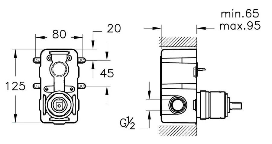 Душевой комплект VitrA Win S с внутренней частью A49265EXP (детальная фотография), душевые комплекты, наборы
