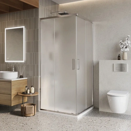 Душевой уголок Belbagno Luce 90x90 см профиль хром стекло рифленое - фото 4