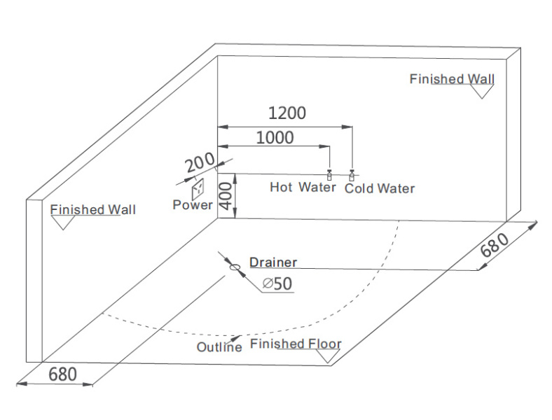 Акриловая ванна пристенная Gemy G9082 K (детальная фотография), полукруглые