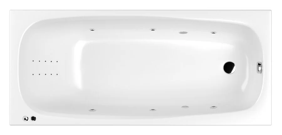 Ванна гидромассажная Whitecross Layla Slim 170 x 75 см, LINE NANO, хром, белый, 0122.170075.100.LINENANO.CR (детальная фотография), акриловые