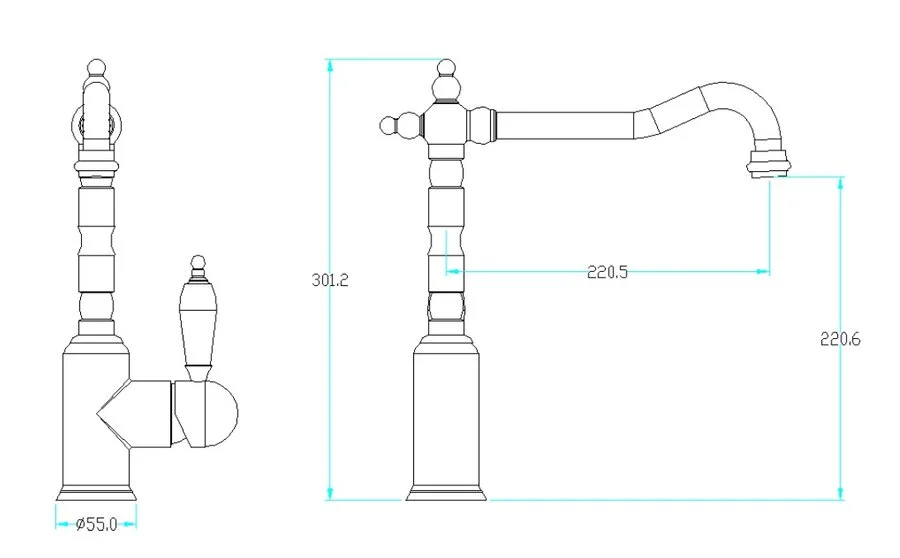 Смеситель для кухни Boheme Kitchen золото 102 (детальная фотография), для кухни