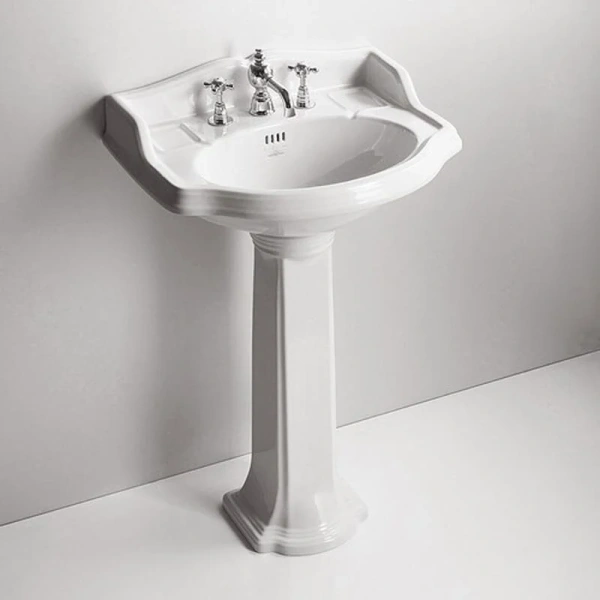 Раковина Simas Arcade 59 см белая, с 3 отверстиями под смеситель AR814bi*3 (детальная фотография), подвесные, на пьедестал, пристенные