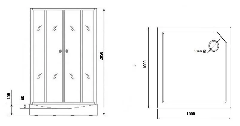 Душевая кабина Grossman Classic 100x100 см правая GR170QR (детальная фотография), квадратные