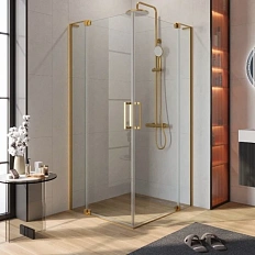 Душевой уголок Cezares Slider 100х80 см стекло прозрачное профиль брашированное золото