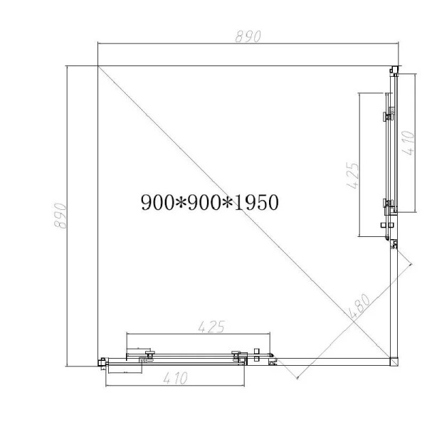 Душевой уголок Vincea Slim-N VSS-4SN900CL 90х90 см квадратный (детальная фотография), современные, hi-tech