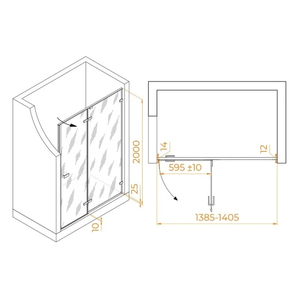 Душевая дверь в нишу RGW Stilvoll SV-004 140 см профиль хром, стекло матовое 353200414-21 (детальная фотография), современные, hi-tech