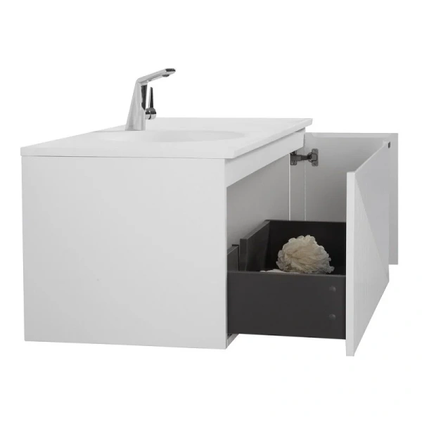 Тумба с раковиной подвесная Black&White Universe 91812002 120 см МДФ (детальная фотография), под врезную раковину