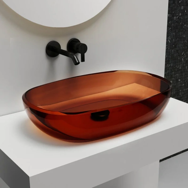 Раковина Abber Kristall 60 см прозрачная AT2805Opal (детальная фотография)