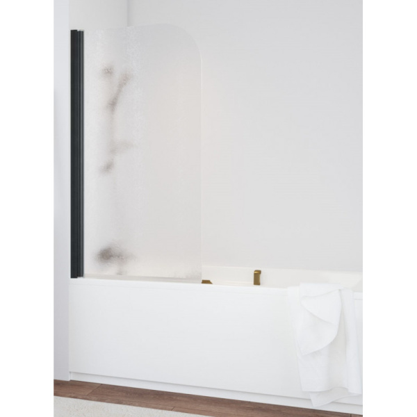 Душевая шторка на ванную профиль черный матовый стекло шиншилла Vegas-glass EV 76 02M 02 L (детальная фотография)