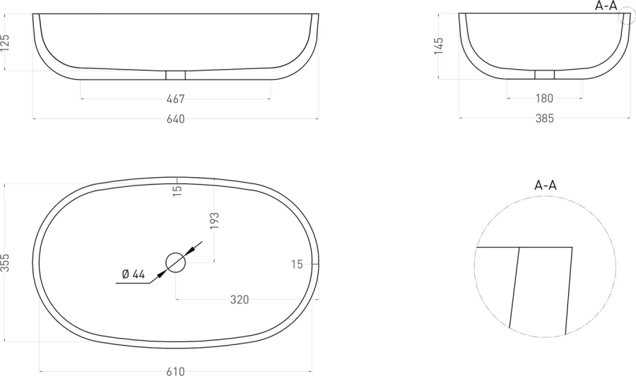 Раковина Salini Gloria 05 64 см накладная, белый матовый 1102205M (детальная фотография), одинарные