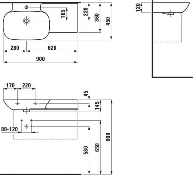 Раковина со столешницей Laufen Ino 8.1330.2 (детальная фотография), 90 см