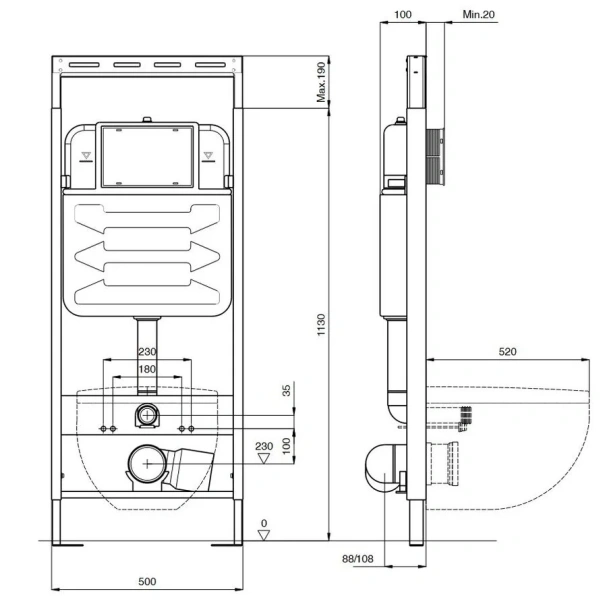 Унитаз с инсталляцией Акватек Бетта безободковый Set AQUATEK БЕТТА (детальная фотография), с инсталляцией