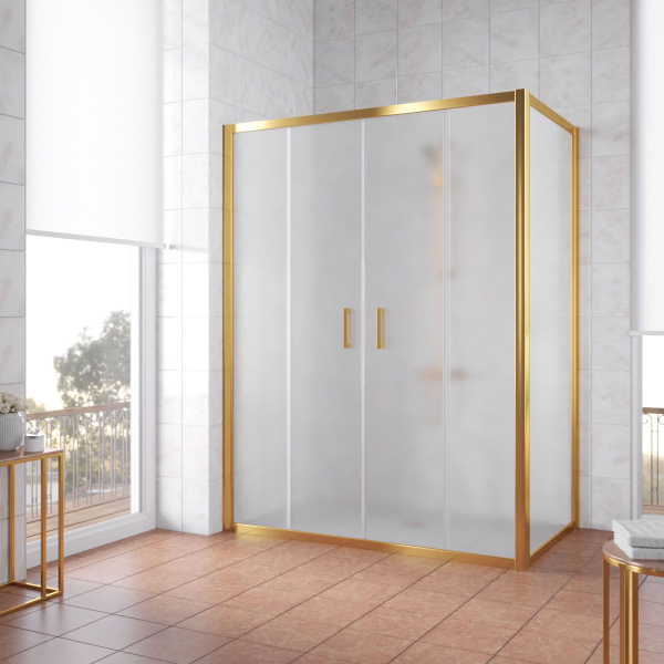 Душевой уголок профиль золотой стекло сатин Vegas-glass Z2P+ZPV 200*80 09 10 (детальная фотография)