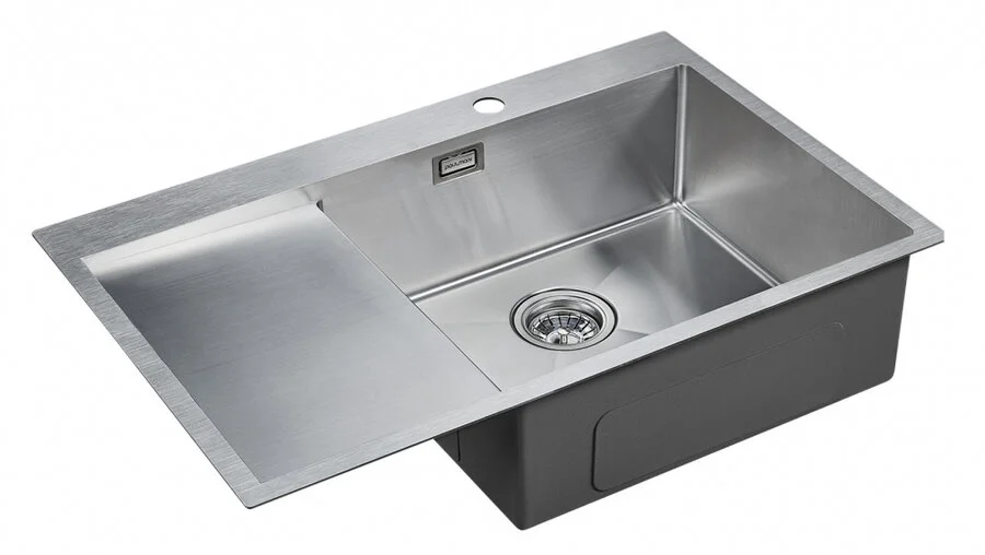 Мойка для кухни Paulmark Elde 78 см нержавеющая сталь, левая PM807851-BSL (детальная фотография), с одной основной чашей