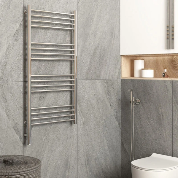 Полотенцесушитель электрический Сунержа Богема 3.0 50х100 см левый без покрытия 00-5802-1050 (детальная фотография), электрические с наружной вилкой, электрические скрытого подключения, левое подключение