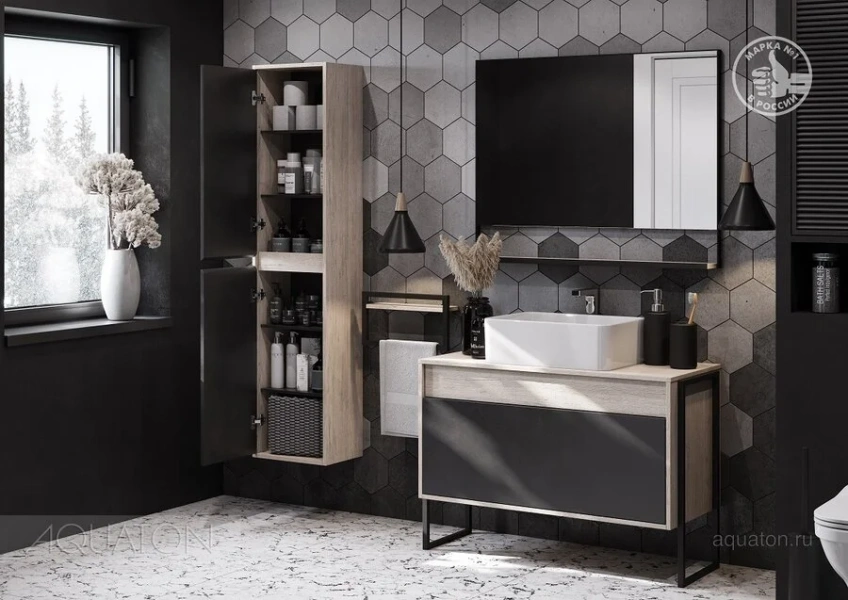 Зеркало Акватон Лофт Урбан 100 см дуб орегон 1A248002LQX50 (детальная фотография), прямоугольные