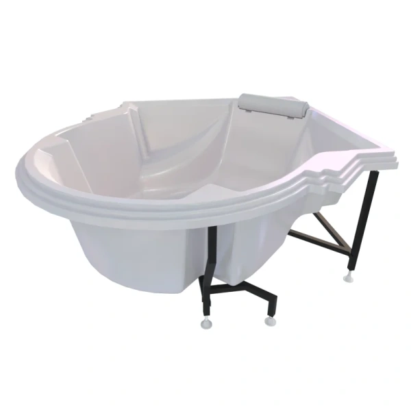 Акриловая ванна Fra Grande Монте-Карло 4-01-0-0-1-401, 149 x 149 см, рама-подставка, подголовник, белая (детальная фотография), 150 см