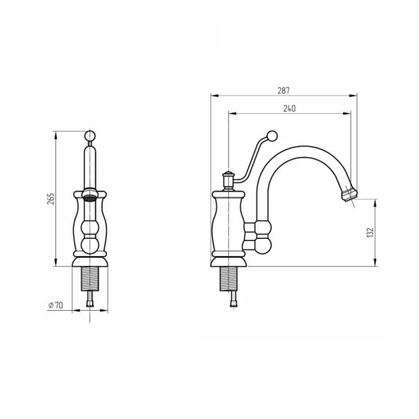 Смеситель для кухни Migliore Vivaldi 18 рычажное управление (детальная фотография), для кухни