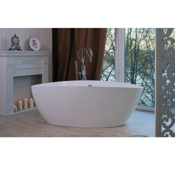 Ванна из литьевого мрамора со сливом-переливом, левая, Romance Collections Fusion 1560710565L (детальная фотография), большие