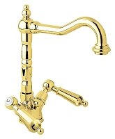 Смеситель для раковины Cezares First золото 24 карат, ручки металл