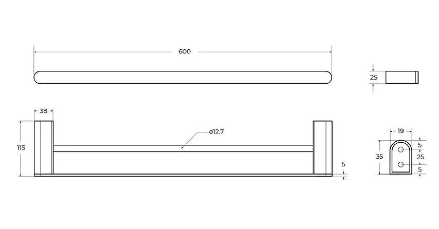 Полотенцедержатель Cezares Stylus хром STYLUS-THD-60-01 (детальная фотография), современные, hi-tech