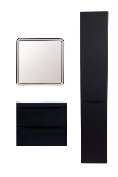 Тумба под раковину подвесная Style Line Бергамо 60 см черная СС-00002318 (детальная фотография), окрашенные