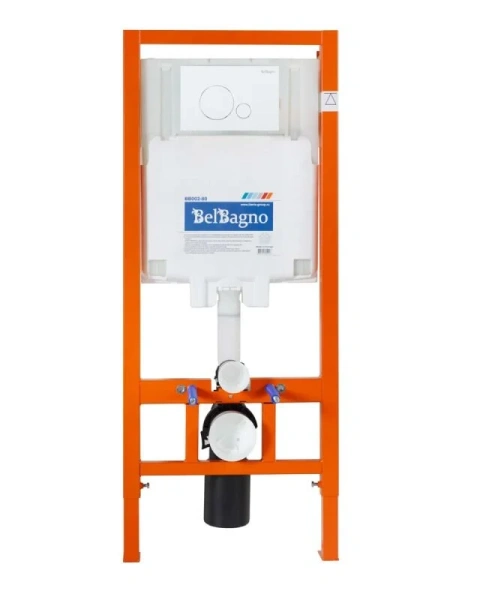 Унитаз с инсталляцией Belbagno Amanda кнопка белая BB051CHR/BB051SC/BB002-80/BB014-SR-BIANCO (детальная фотография), с инсталляцией