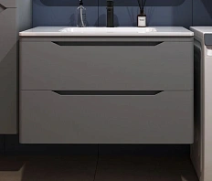 Тумба под раковину подвесная Style Line Марелла Люкс Plus 90 см серый матовый антискрейтч