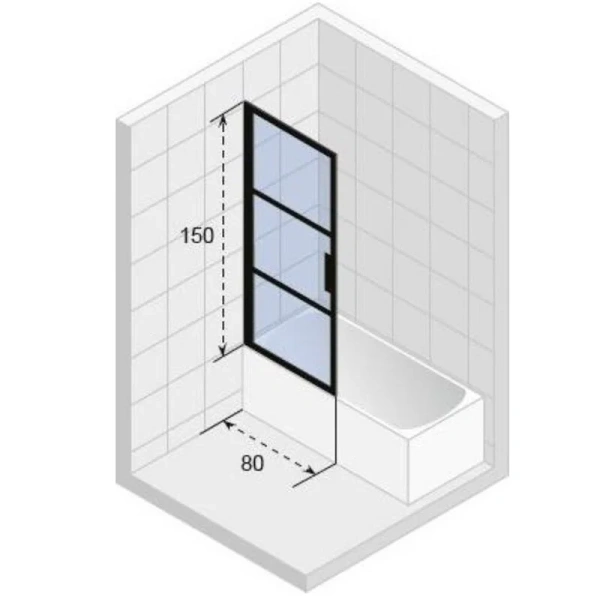 Шторка для ванны правая Riho Grid GB501 80x150 см G004047121 (детальная фотография), 80 см